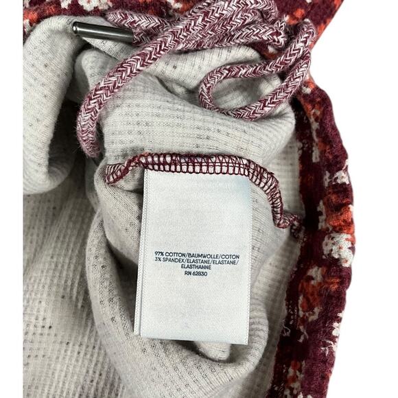 Lands’ End Floral Waffle Knit Cowl Neck Tunic Top 1X Drawstring Hem Cottagecore - Picture 9 of 16